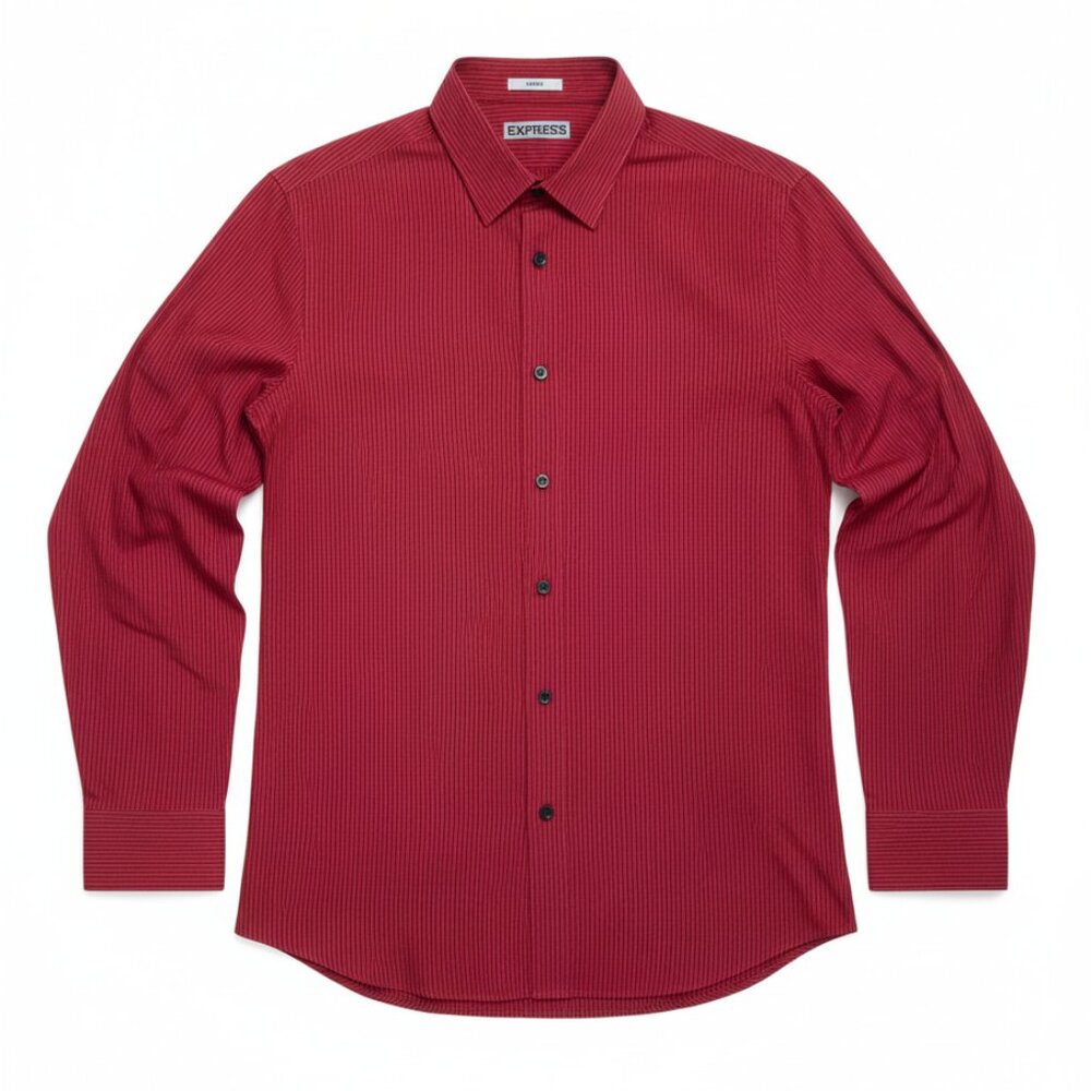 Express Button Up Shirt Mens L Modern Fit Long Sleeve Red
